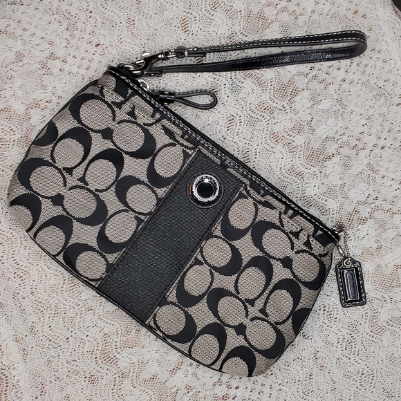 Coach Handbags - Coach monogram clutch wristlet black and gray 11in × 7in EUC